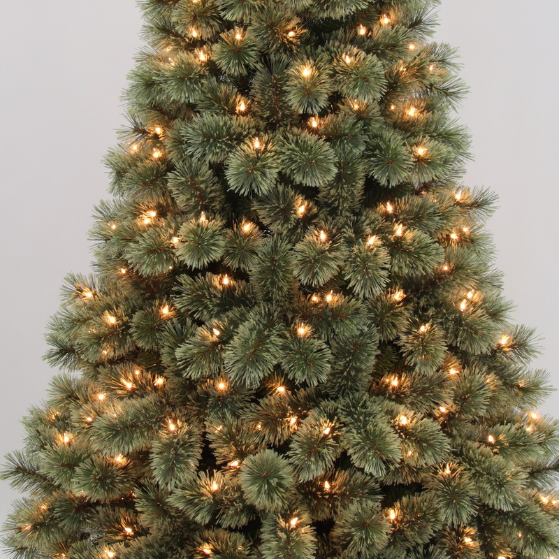 Artificial Christmas Tree, 7 ft prelit Christmas Tree,Needle Mixed Tips, Hinge,  Metal Base.#IKSZ-85J830GM-350UC