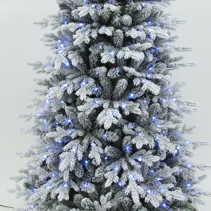 Artificial Christmas Tree, Flocking,with rgbw lights,6 ft multifunctional Christmas Tree,PE Mixed Tips, Hinge,  Metal Base.#HYPEM-72J1813GM-300LWZ