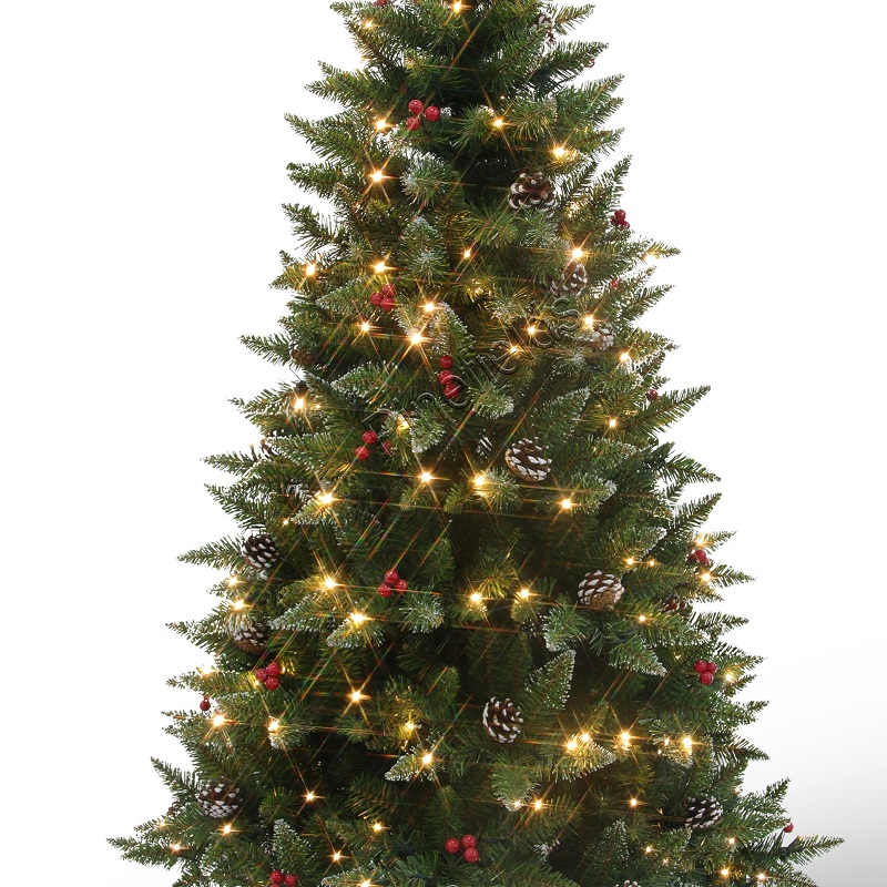 Artificial Christmas Tree, Prelit Christma Tree, 6 ft Christmas Tree With Lights, PVC Tips,  Hinge,  Metal Base.#JTPV-72B556GM-BCP(-180L)