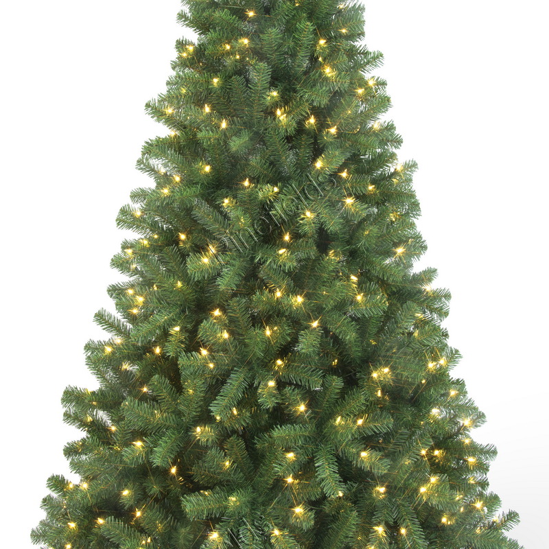 Artificial Christmas Tree, Prelit Christma Tree, 7.5 ft Christmas Tree With Lights, PVC Tips,  Hinge,  Metal Base.#LUPV-90J1392GM(-500UC)