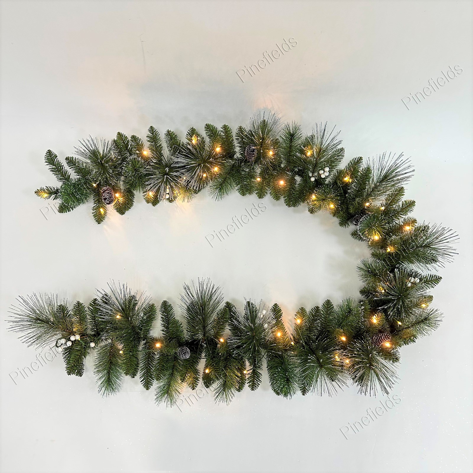Artificial Christmas Garland, Christmas Garland With Pinecones And White Berries, Christmas Garland With Lights, twisted.#SFG-108G152G-50BC-B
