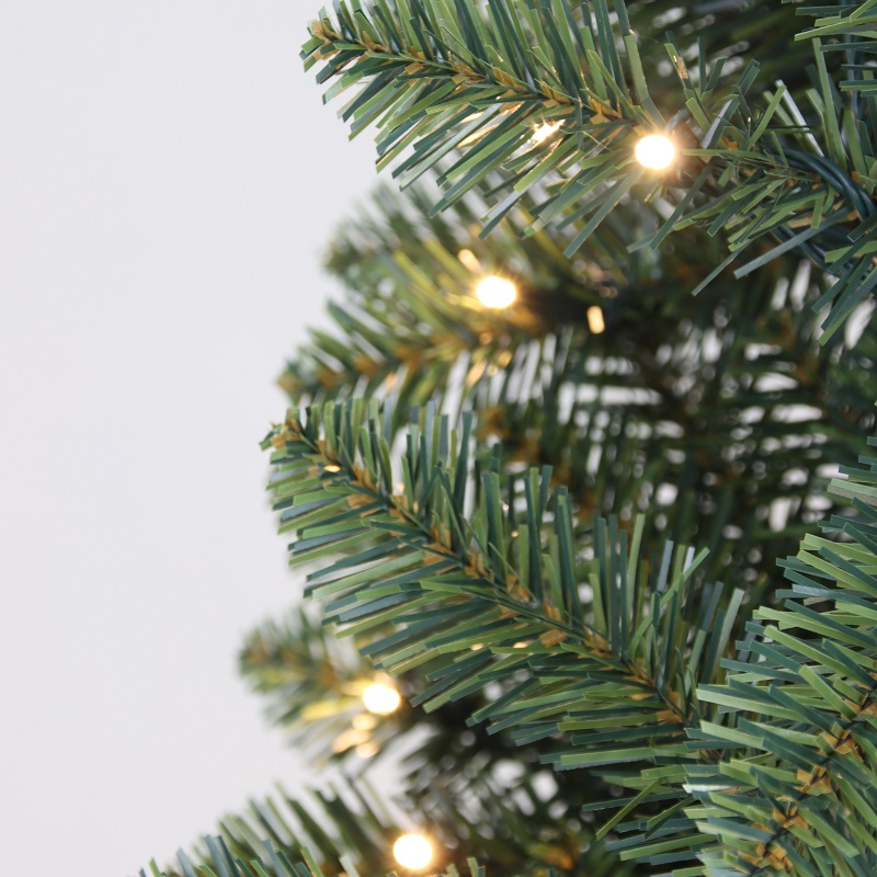Artificial Christmas Tree, 6 ft prelit Christmas Tree,PVC Tips, Hinge,  Metal Base.#IIPV-72B750GM-180L