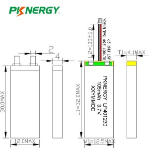 PKNERGY 3.7v 100mAh LP401525 Li-Polymer батерия