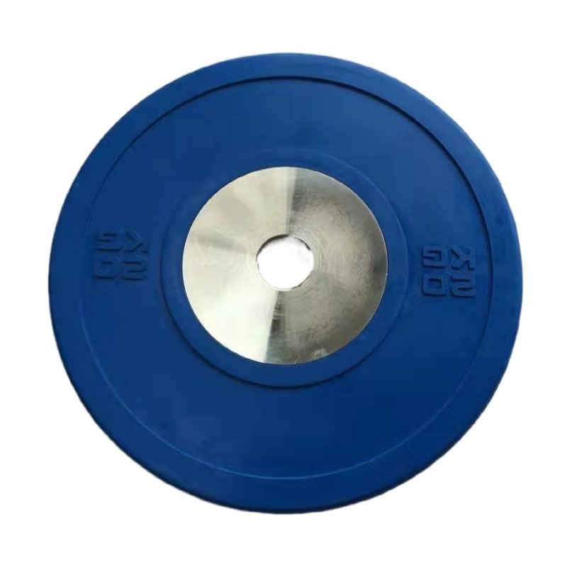 Competition Bumper Plates. Olympic Weight Plates Color Coded with Steel Inserts for Weightlifting. Low Bounce Rubber, Steel and Chrome Bumper Plates. Sold in Singles
