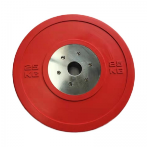 Competition Bumper Plates. Olympic Weight Plates Color Coded with Steel Inserts for Weightlifting. Low Bounce Rubber, Steel and Chrome Bumper Plates. Sold in Singles