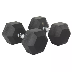 Rubber Dumbbells Hex Chrome Handle Exercise & Fitness Home Gym Equipment Workouts Strength Training Free Weights for Women Men Hand Weight