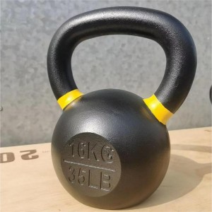 Powder Coated Cast Iron Competition Kettlebell With Wide Handles & Flat Bottoms - 4, 6, 8, 10, 12, 14, 16, 20, 24, 28, 32, 40kg, 44kg, 48kg.