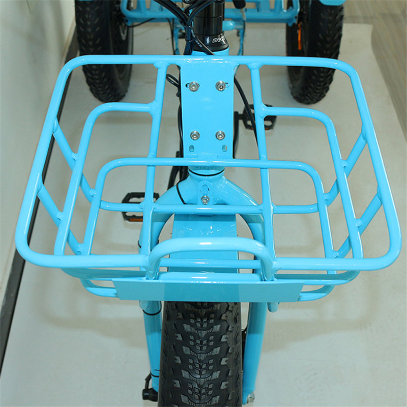 Triciclo eléctrico plegable con cesta delantera y trasera