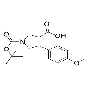 1-(tert-butoxycarbonyl)-4-(4-methoxyphenyl)pyrrolidine-3-carboxylic acid CAS:851484-94-1
