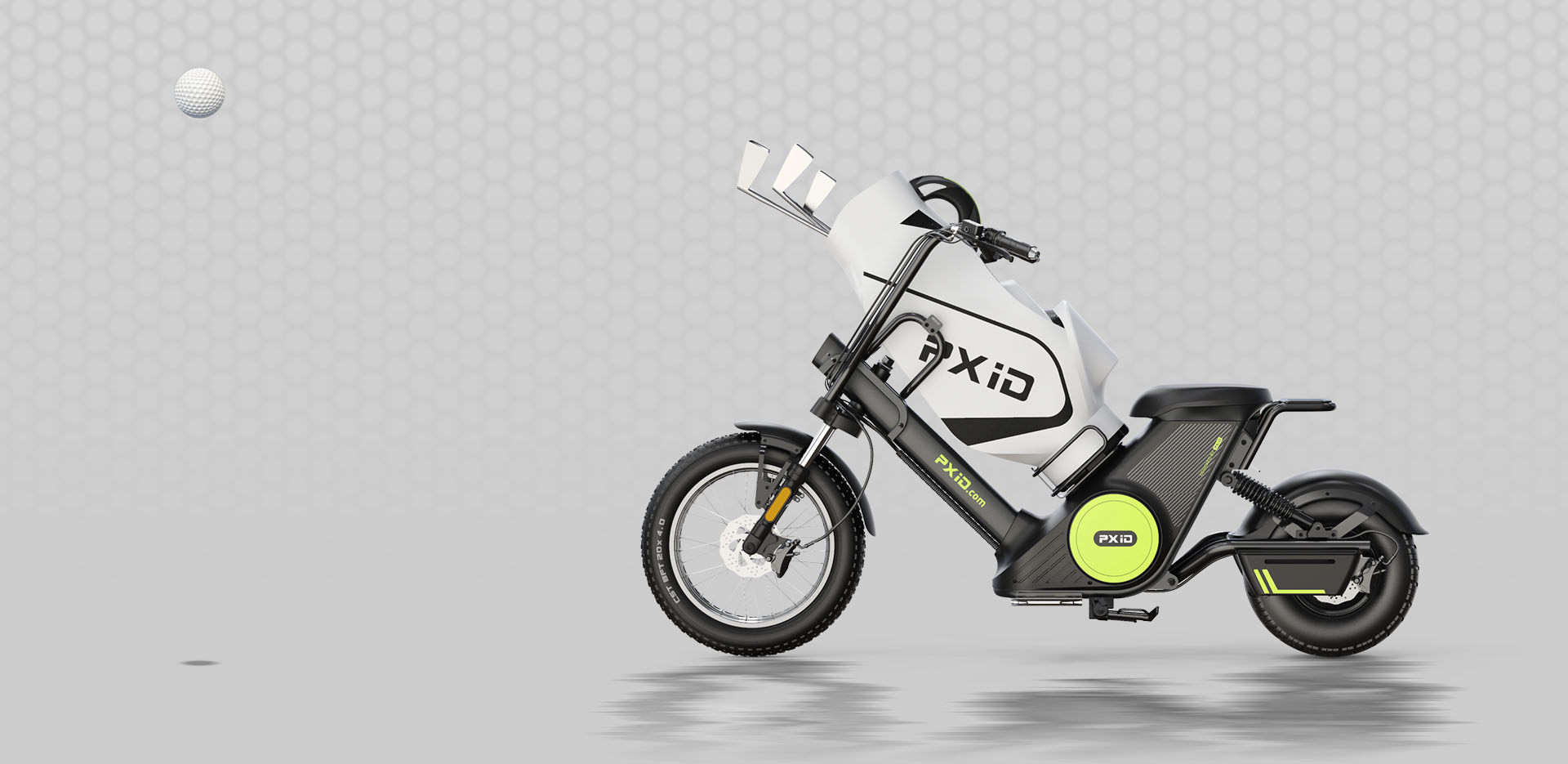 Motocykl elektryczny Citycoco 2000 W z wymiennym akumulatorem i torbą golfową Obraz wyróżniony