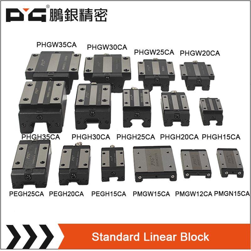 Excellent quality 15, 20, 25, 30, 35, 45, 55, 65mm Size Square Block Linear Guideway for CNC P Level Type Linear Guide Rail