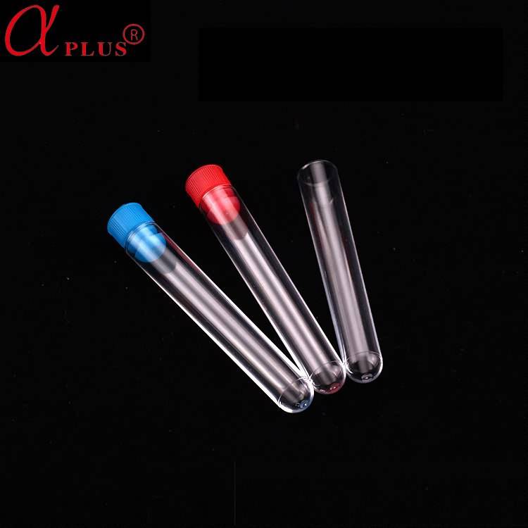 lab supplies disposable medical plastic PS 12*75mm test tube with cap