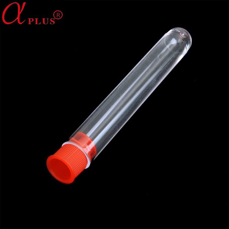 Lab supplies high quality clear disposable plastic test tube with cap