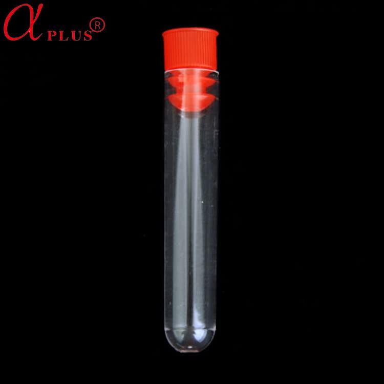 Lab supplies clear disposable PS 12*75 test tube price with screw cap