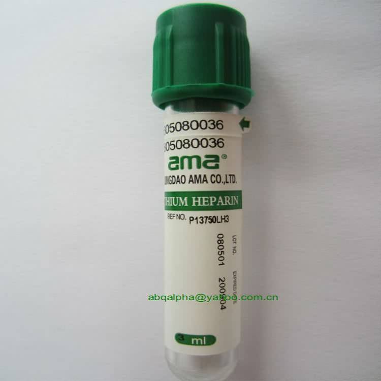 Plastike ose qelqi vakum Grumbullimi i gjakut Test Tube Me heparin Lithium