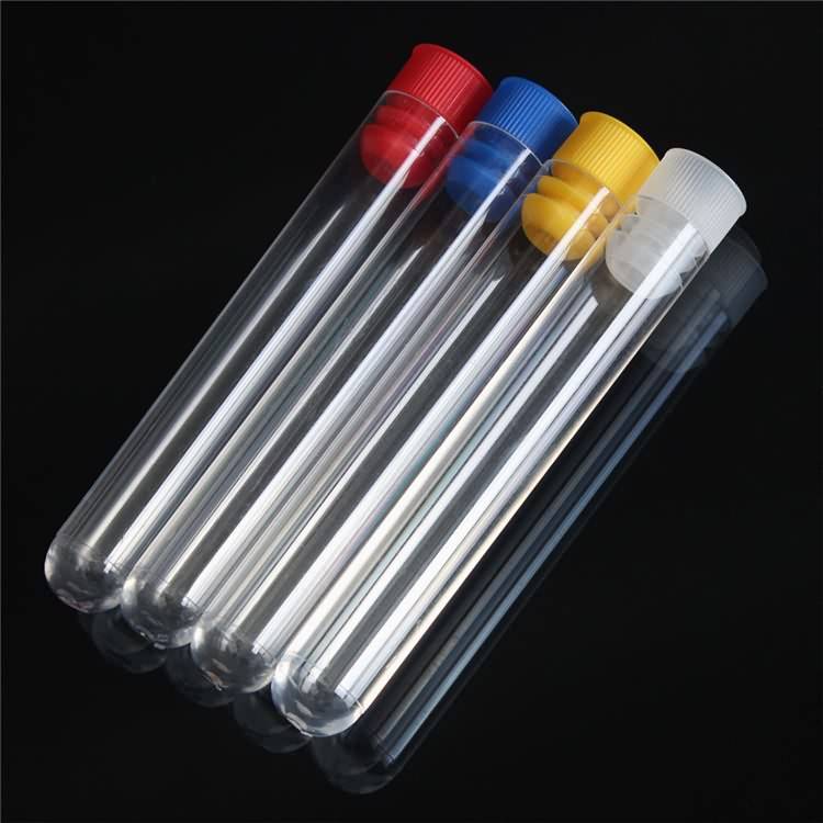 Laboratory plastic test tube with screw cap