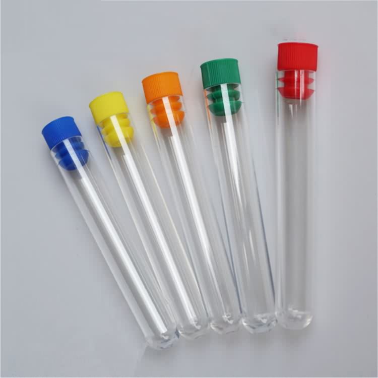 Laboratory plastic test tubes with cap