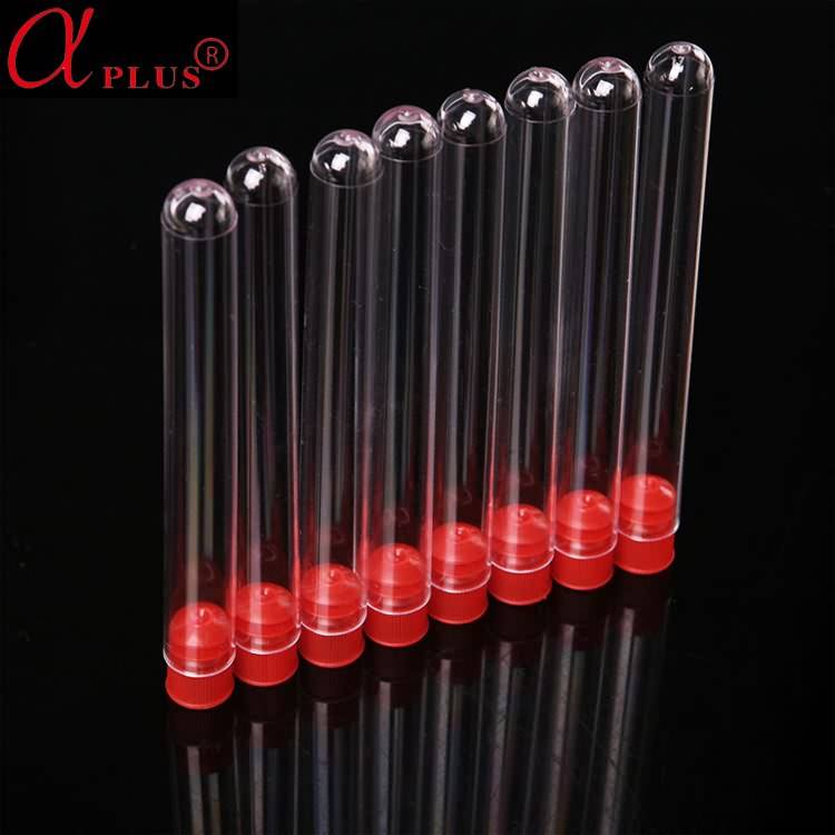 Lab cheaper price clear plastic test tube with screw cap