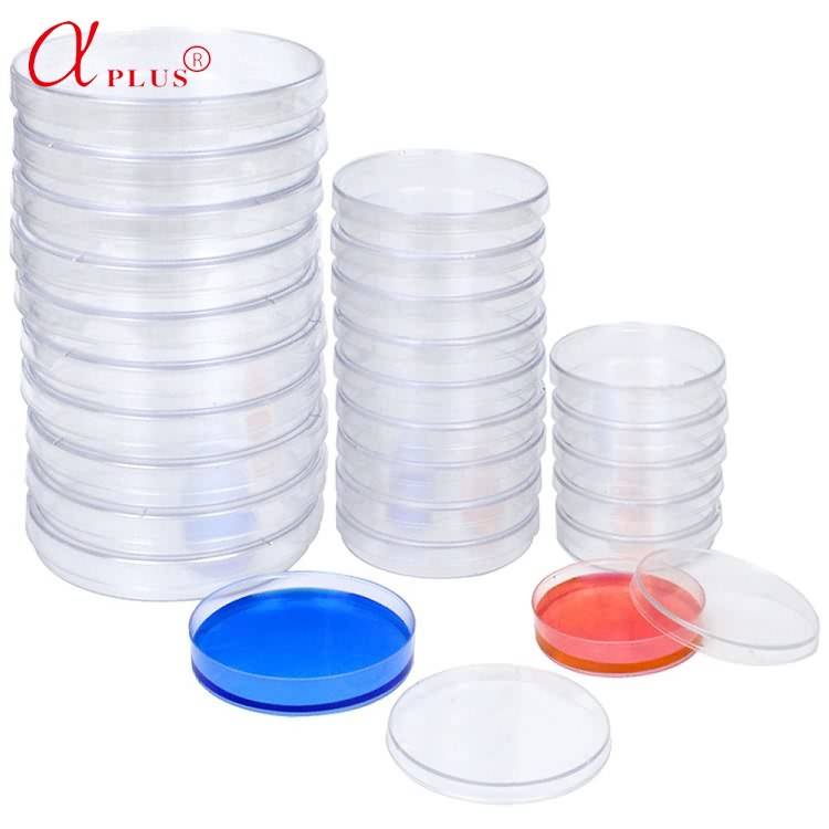 CE ISO aontachadh cuidhteasach Salm Plastic Petri Dish Container 90mm X15 mm sterile