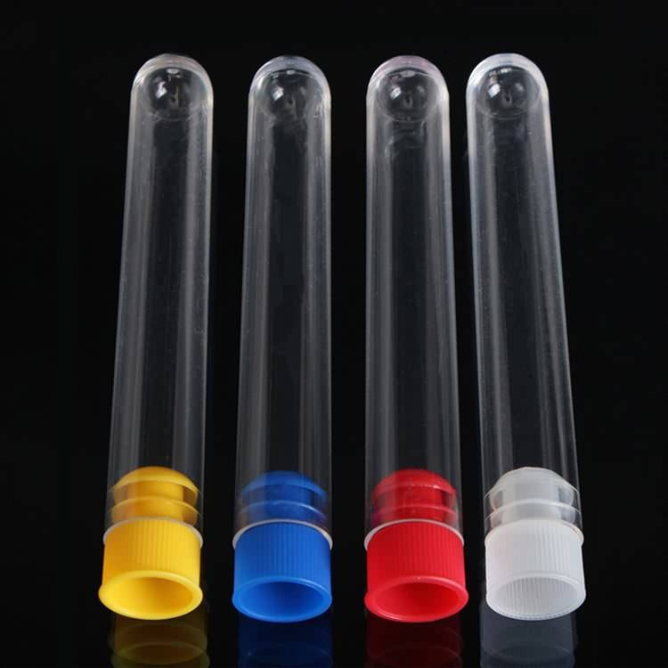 High quality laboratory clear round bottom plastic empty test tube with screw cap