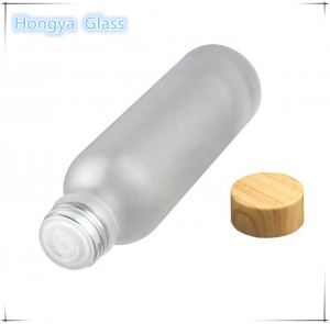 150ml frosted glass cream jar and bottle with bamboo cap