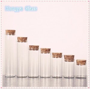30mm flat bottom borosilicate glass test tube with wooden cork