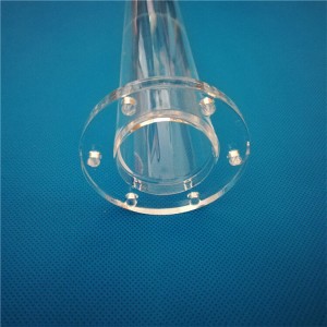 Customized clear fused quartz glass tube weld quartz flange
