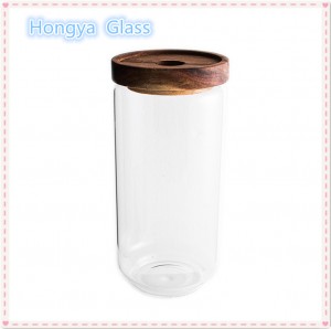 750ml seal pot, borosilicate glass jar with acacia wood lid
