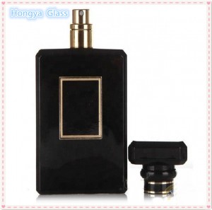 Black square cut perfume glass bottle 100ml with black cap