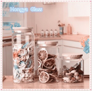 Glass jar Wooden Lid Resistant Borosilicate Seal Pot Bottles Storage Jar Container Dried Fruit Snack Kitchen Canned Box