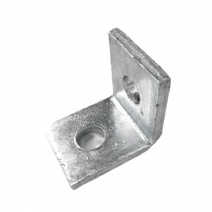 2 Hole Notched L Shaped Brackets, 90 Degree Angle with Anti-Rotation Channel Guides Connector Brackets for 1/2″ Bolt in All 1-5/8″ Strut Channel, Thickness 6mm, Steel HDG