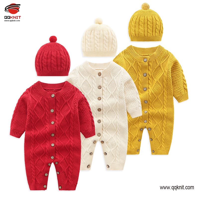 2022 Good Quality Hand Knit Baby Sweaters - Baby knit sweater kids cotton romper with buttons|QQKNIT – Qian Qian