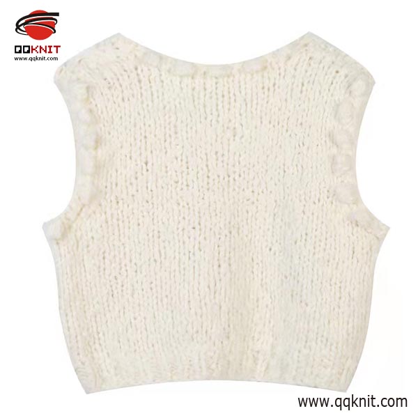 Top Suppliers Cable Knit Sweater Vest Women - Knit Sweater Vest for Women OEM Button Down Cardigan|QQKNIT – Qian Qian detail pictures