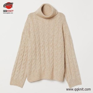 Grosir Cable Knit Turtleneck Sweater Wanita Massal|QQKNIT
