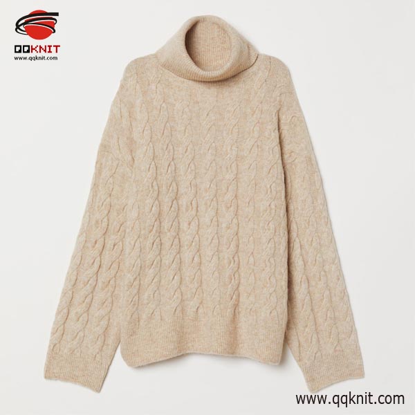 China OEM Knitted Sweater Womens - Cable Knit Turtleneck Sweate Women|QQKNIT – Qian Qian