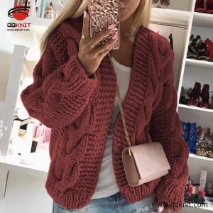 Manufacturer of Knit Sweater For Women - Cable Knit Womens Sweater Wool Cardigan Custom LOGO|QQKNIT – Qian Qian