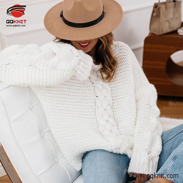OEM Manufacturer Crochet Sweater For Women - Knitted Sweater for Women Custom Chunky Hand Knit Pullover|QQKNIT – Qian Qian detail pictures