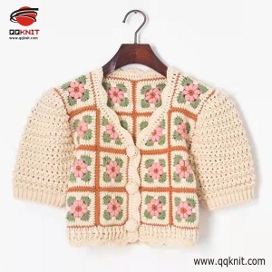 Háčkovaný svetr pro dámy na zakázku se vzorem|QQKNIT