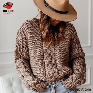 Knitted Sweater for Women Custom Chunky Hand Knit Pullover|QQKNIT