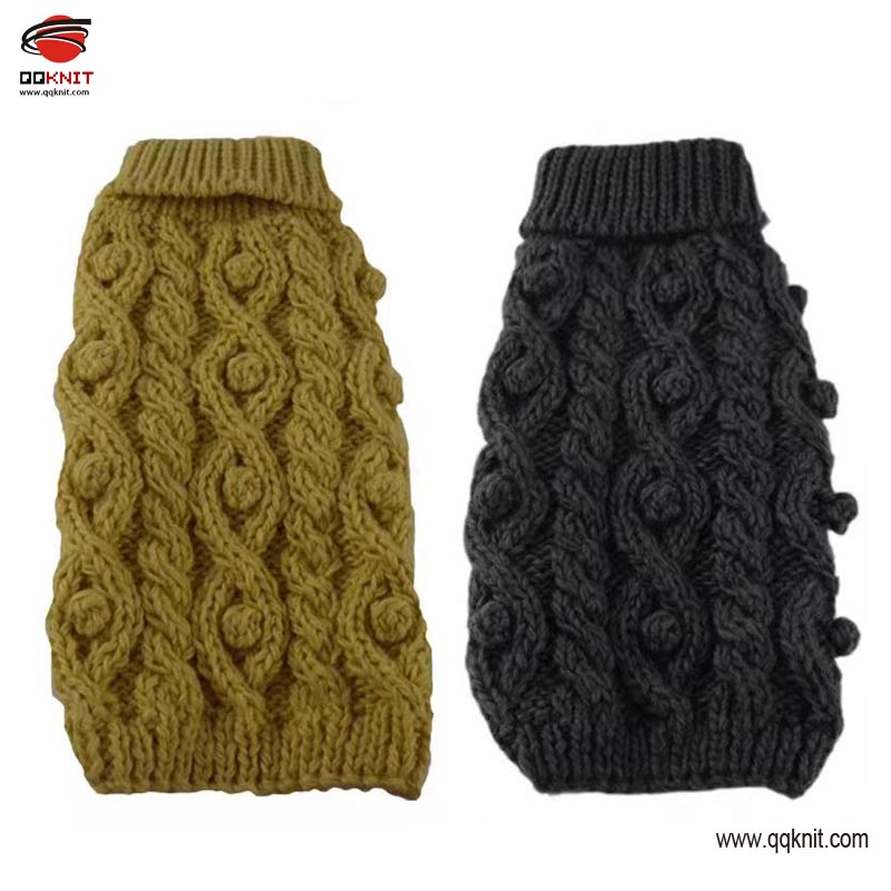 Factory Supply Handmade Dog Sweaters - Knitted dog sweater handmade with cable pattern | QQKNIT – Qian Qian detail pictures
