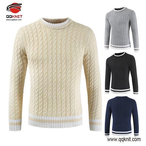 Factory Price Hand Knit Sweaters For Sale - Men’s knit sweater classic cable pullover|QQKNIT – Qian Qian detail pictures