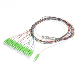 Steel Tube type with SC/APC Connector 1*16 Optical Fiber PLC Splitters with multicolored Tight Buffer