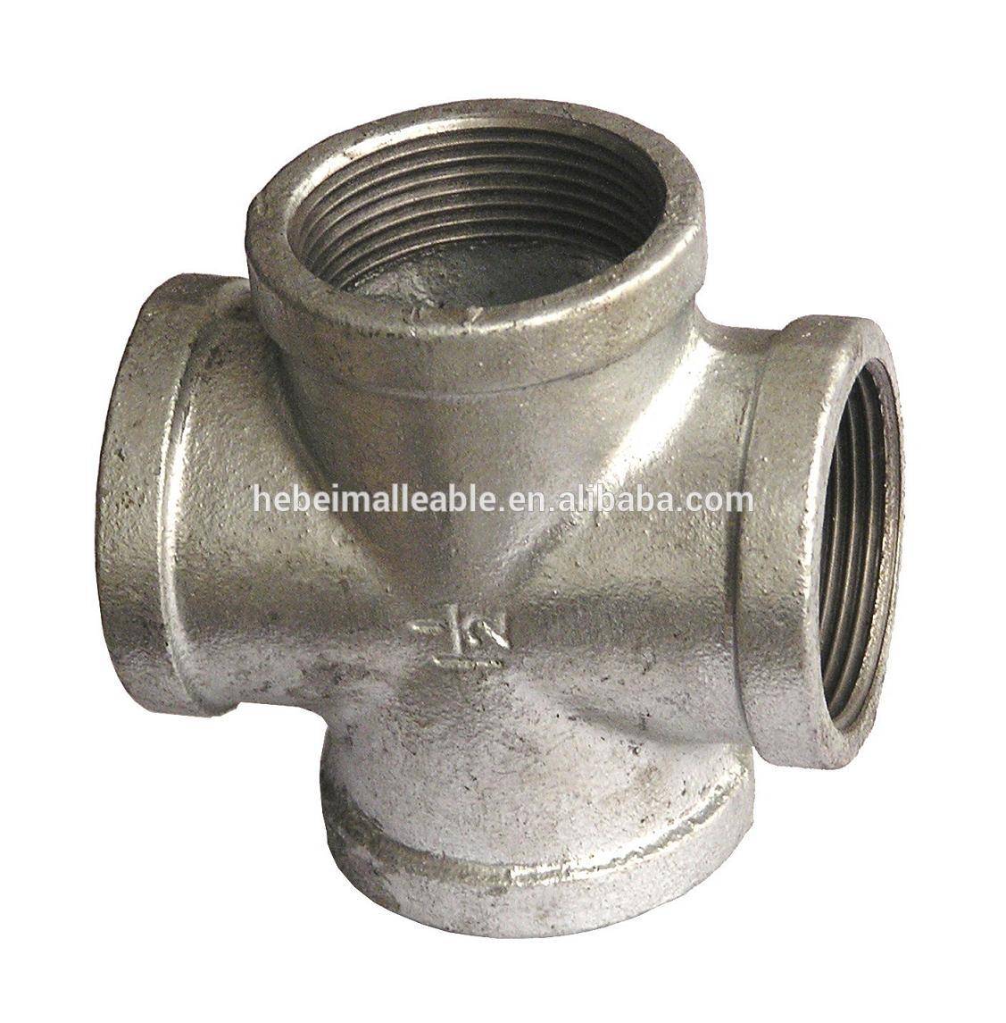 QXM brand BS standard beaded galvanized cast iron four way pipe fitting elbow cross bend reducer flange