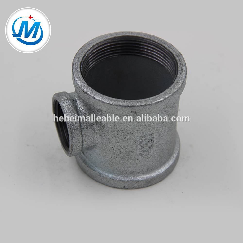 NPT standard cast iron gas pipe fitting reducing tee