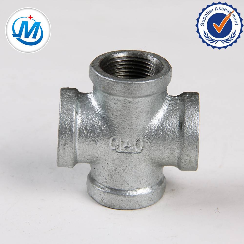 Galvanized malleable iron pipe fitting cross