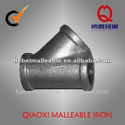 QXM 3/4"electro galvanized malleable iron pipe fitting lateral y branch tee
