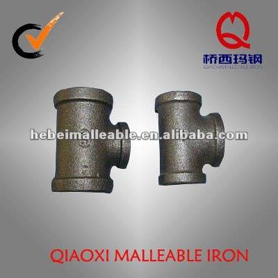 black casting malleable iron pipe fitting pressure test reducing tee