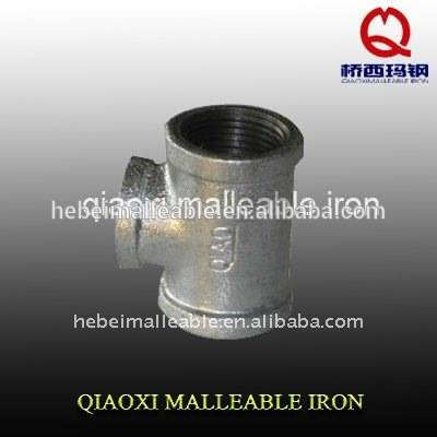 QXM brand ANSI standard threaded galvanized cast iron tee pipe fitting tee 90 degree