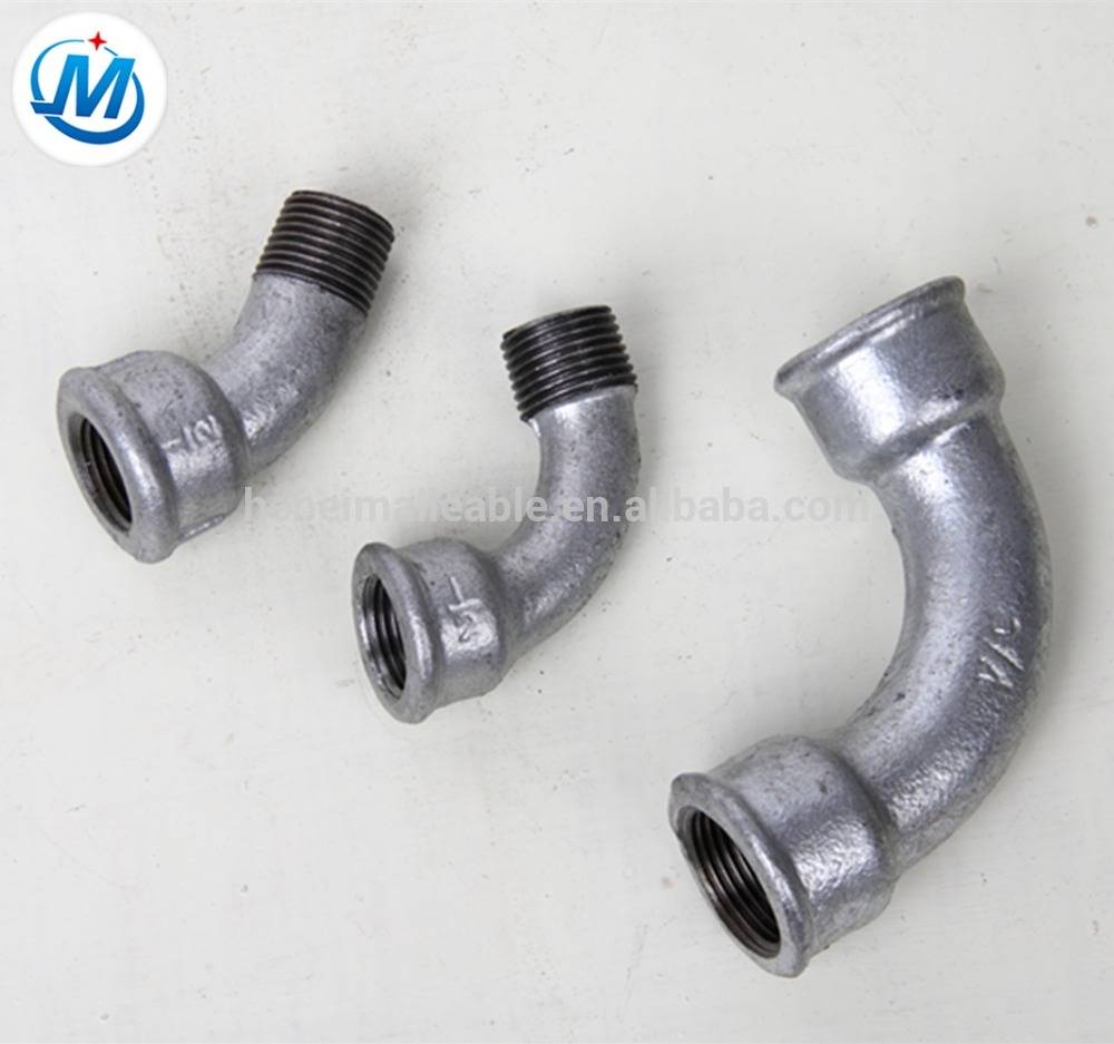 1/2"galvanized malleable iron pipe fitting male and female 90 degree bend