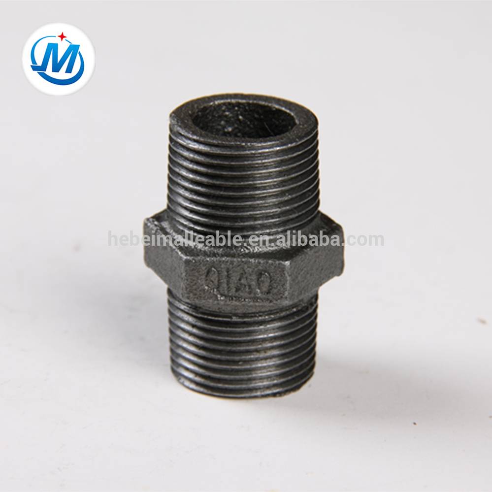 Super Purchasing for Carbon Steel Threaded Pipe Fittings - black malleable iron pipe fitting hexagon nipple – Jinmai Casting